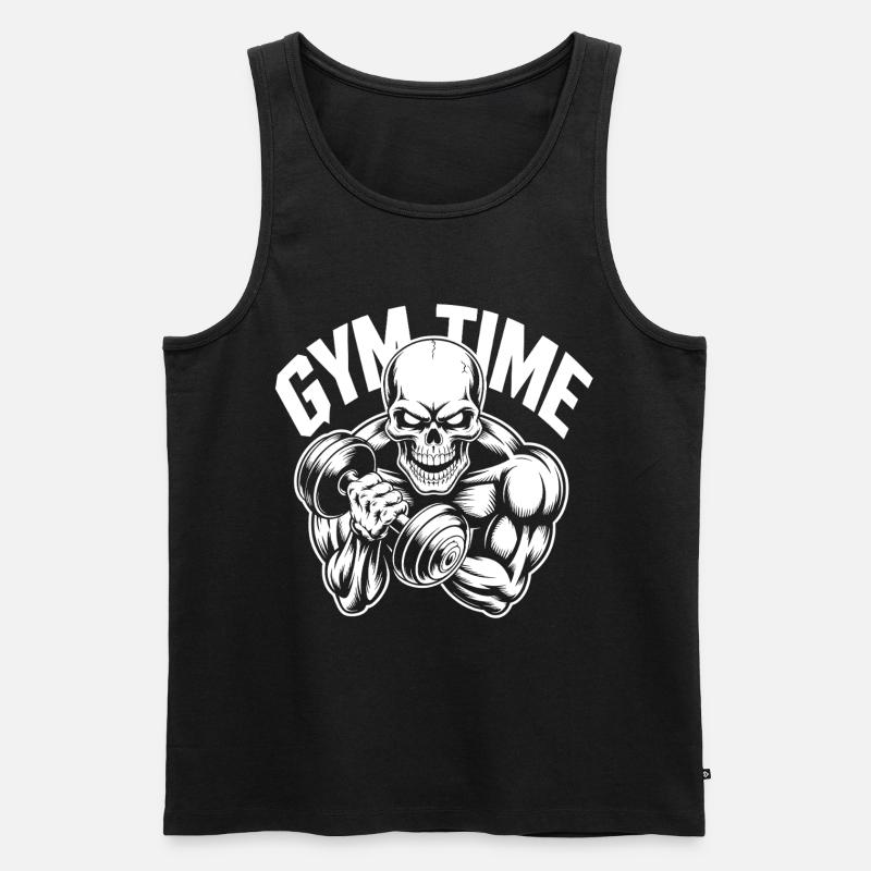 Knochen Skull Krafttraining Workout - Männer Premium Bio Tank Top - Schwarz