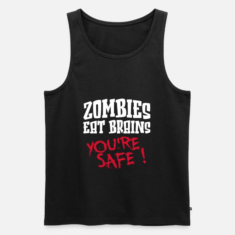 Zombies Eat Brains, du bist sicher!! - Männer Premium Bio Tank Top - Schwarz