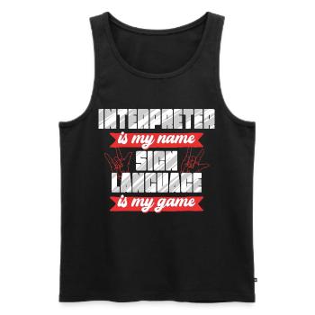 ASL Dolmetscher Gebärdensprache Sign Language - Männer Premium Bio Tank Top - Schwarz - Vorne - AI Model Male 178 light (178cm)