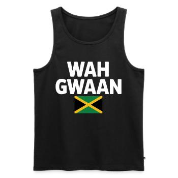 Wah Gwaan Jamaica Flag Tee - Men's Premium Organic Tank Top - black - Front - Michal (187cm)