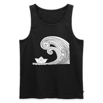 Paper Boat und Weißer Ozean - Männer Premium Bio Tank Top - Schwarz - Vorne - Michal (187cm)