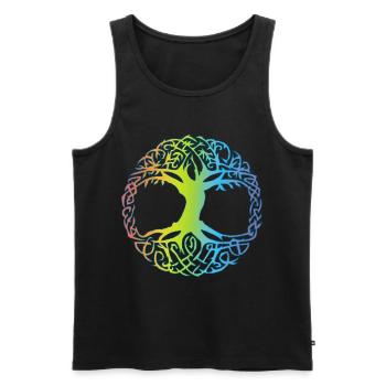 Multicolored Celtic Tree - Men's Premium Organic Tank Top - black - Front - AI Model Male 178 light (178cm)