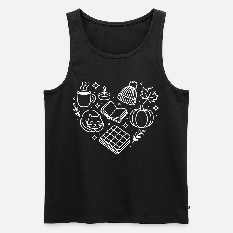 Herbst Herz - Männer Premium Bio Tank Top - Schwarz