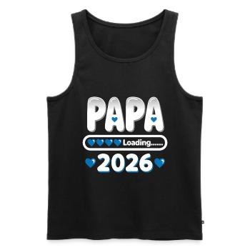 2026 Papa Loading – Cadeau pour le futur père - Débardeur bio Premium Homme - noir - Devant - AI Model Male 178 light (178cm)