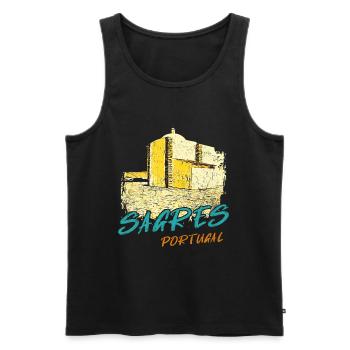 Sagres Algarve Kapelle Illustration - Männer Premium Bio Tank Top - Schwarz - Vorne - AI Model Male 178 light (178cm)