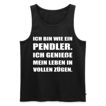 Pendler Spruch Lustig Genieße das Leben Design - Männer Premium Bio Tank Top - Schwarz - Vorne - Michal (187cm)