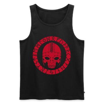Red Skull and Viking Runes - Men's Premium Organic Tank Top - black - Front - AI Model Male 178 light (178cm)