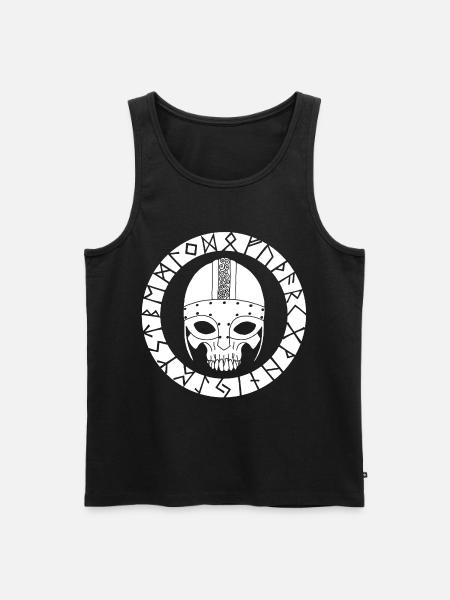 White skull and Viking runes - Men's Premium Organic Tank Top - black