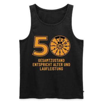 HU December 2025 - 50 Years - Birthday Gift - Men's Premium Organic Tank Top - black - Front - Michal (187cm)
