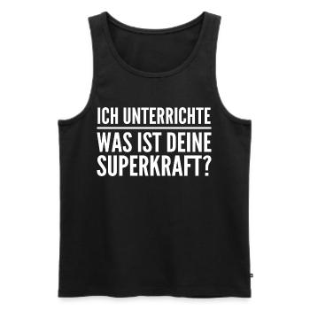 Ich unterrichte – was ist deine Superkraft? - Männer Premium Bio Tank Top - Schwarz - Vorne - Michal (187cm)