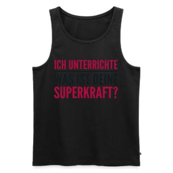 Ich unterrichte – was ist deine Superkraft? - Männer Premium Bio Tank Top - Schwarz - Vorne - Michal (187cm)