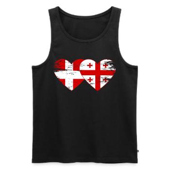 Dänemark Georgien Flagge Herz used - Männer Premium Bio Tank Top - Schwarz - Vorne - AI Model Male 178 light (178cm)