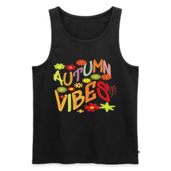 Herbst Vibes Blumenmuster Blätter Motiv Spruch Top - Männer Premium Bio Tank Top - Schwarz - Vorne - AI Model Male 178 light (178cm)