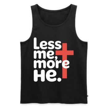 Less Me More He Christian Faith - Men's Premium Organic Tank Top - black - Front - AI Model Male 178 light (178cm)