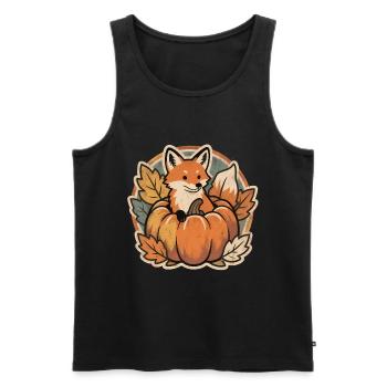 Cute Halloween fox in pumpkin with witch hat - Men's Premium Organic Tank Top - black - Front - Michal (187cm)