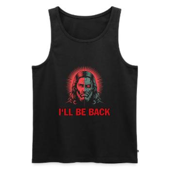 Je reviendrai - T-Shirt Jésus drôle - Débardeur bio Premium Homme - noir - Devant - AI Model Male 178 light (178cm)
