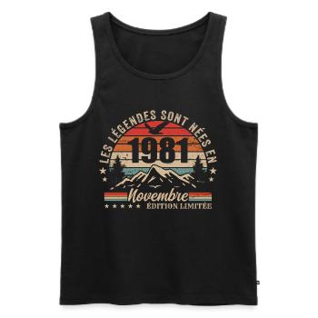 Genial seit November 1981 | November 1981 - Männer Premium Bio Tank Top - Schwarz - Vorne - Michal (187cm)