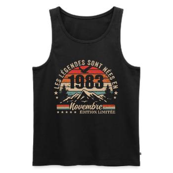 Genial seit November 1983 | November 1983 - Männer Premium Bio Tank Top - Schwarz - Vorne - Michal (187cm)