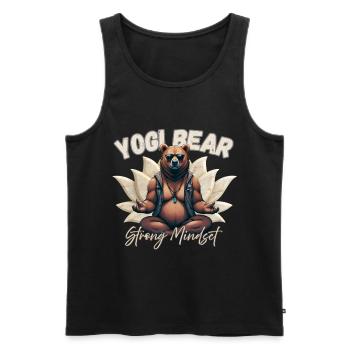 Yogi Bear – Strong Mindset | Spiritual Bear - Men's Premium Organic Tank Top - black - Front - AI Model Male 178 light (178cm)