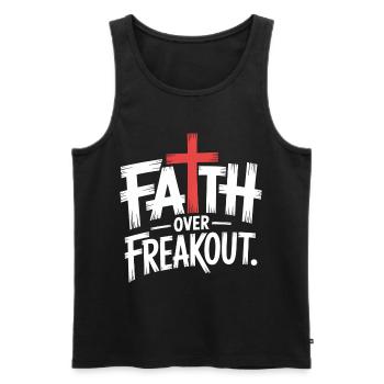 Faith Over Freakout Faith Jesus - Men's Premium Organic Tank Top - black - Front - AI Model Male 178 light (178cm)