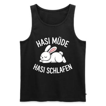 Hasi Müde Hasi Schlafen Hase - Männer Premium Bio Tank Top - Schwarz - Vorne - Michal (187cm)