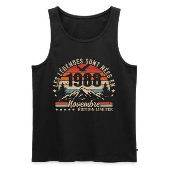 Genial seit November 1988 | November 1988 - Männer Premium Bio Tank Top - Schwarz - Vorne - Michal (187cm)
