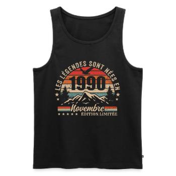 Genial seit November 1990 | November 1990 - Männer Premium Bio Tank Top - Schwarz - Vorne - Michal (187cm)