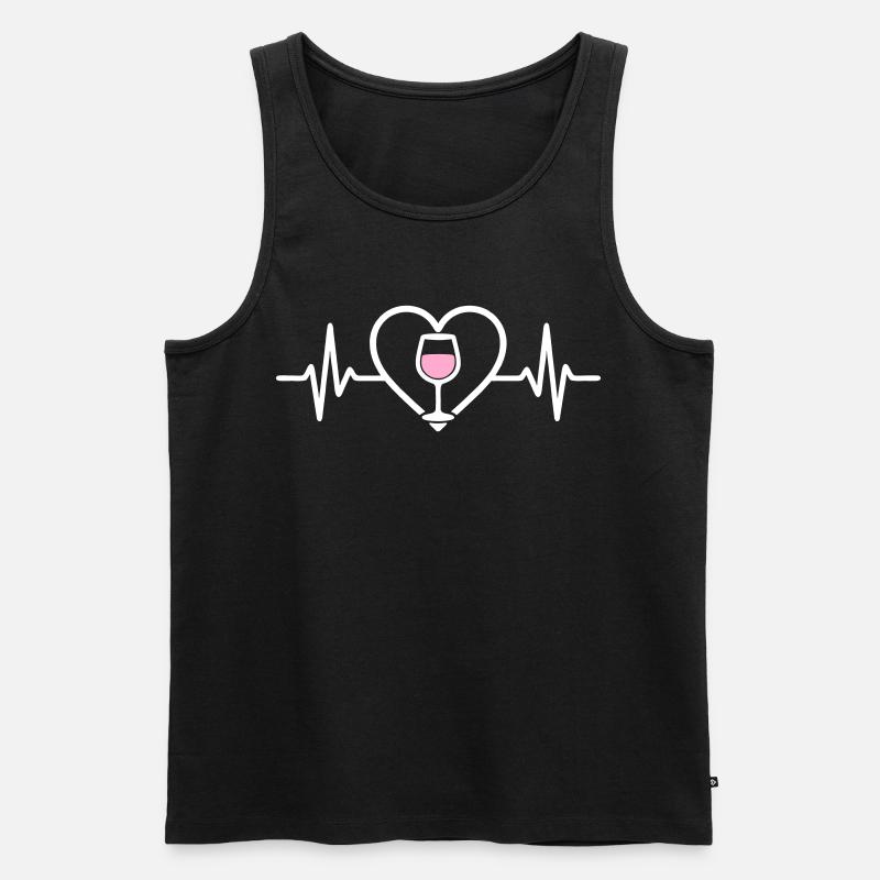 Roséwein-Herz - Männer Premium Bio Tank Top - Schwarz