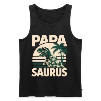 Papa Saurus Rex dinosaure Cadeau de fête des pères - Débardeur bio Premium Homme - noir - Devant - Michal (187cm)