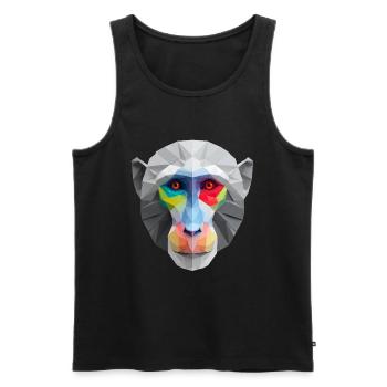Colored Low-Poly Monkey Face Logo Art Design - Men's Premium Organic Tank Top - black - Front - AI Model Male 178 light (178cm)