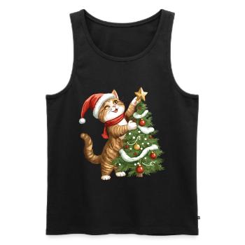 Chat Arbre de Noël Noël Noël Mignon Drôle - Débardeur bio Premium Homme - noir - Devant - Michal (187cm)