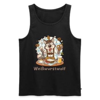 Weißwurst grinder Kochheld Bavarian - Men's Premium Organic Tank Top - black - Front - AI Model Male 178 light (178cm)