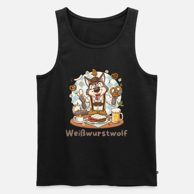 Weißwurstwolf Kochheld Bavarian - Männer Premium Bio Tank Top - Schwarz