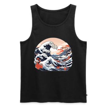 Große Welle von Kanagawa - Männer Premium Bio Tank Top - Schwarz - Vorne - AI Model Male 178 light (178cm)