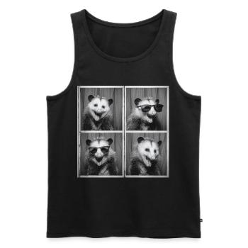 Drôle Opossum Photo Box Selfie vintage - Débardeur bio Premium Homme - noir - Devant - AI Model Male 178 light (178cm)