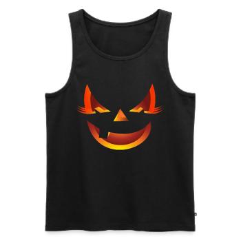grim cool Halloween pumpkin cats motif outfit - Men's Premium Organic Tank Top - black - Front - AI Model Male 178 light (178cm)