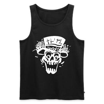 Skelett mit Zylinder Linienstil - Männer Premium Bio Tank Top - Schwarz - Vorne - AI Model Male 178 light (178cm)