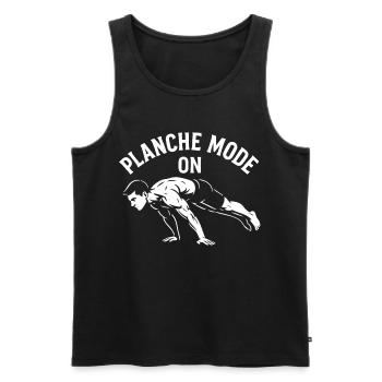 Planche Mode On Calisthenics Fitness Gym Workout - Men's Premium Organic Tank Top - black - Front - AI Model Male 178 light (178cm)