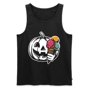 Kürbis Lächeln Eiscreme - Männer Premium Bio Tank Top - Schwarz - Vorne - Michal (187cm)