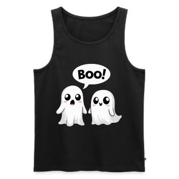 Halloween Mignon Boo Fantômes - Débardeur bio Premium Homme - noir - Devant - AI Model Male 178 light (178cm)