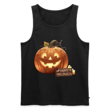 Joyeux Halloween Citrouille - Débardeur bio Premium Homme - noir - Devant - AI Model Male 178 light (178cm)