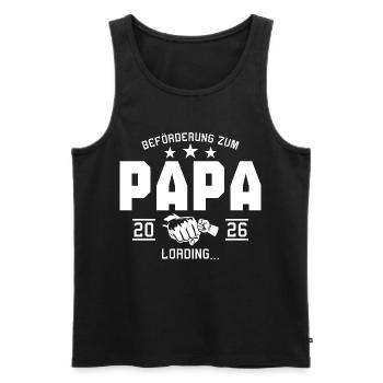 Annonce de grossesse futur papa 2026 - Débardeur bio Premium Homme - noir - Devant - Michal (187cm)