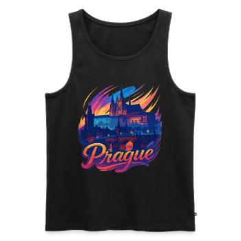 Prag Skyline Farbrausch Stadt Tschechien Geschenk - Männer Premium Bio Tank Top - Schwarz - Vorne - AI Model Male 178 light (178cm)