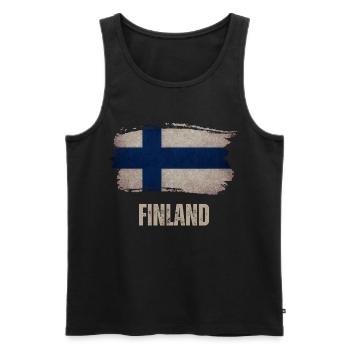 Finlande vintage, drapeau finlandais - Débardeur bio Premium Homme - noir - Devant - AI Model Male 178 light (178cm)