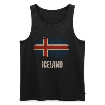 Iceland flag, vintage Iceland - Men's Premium Organic Tank Top - black - Front - AI Model Male 178 light (178cm)