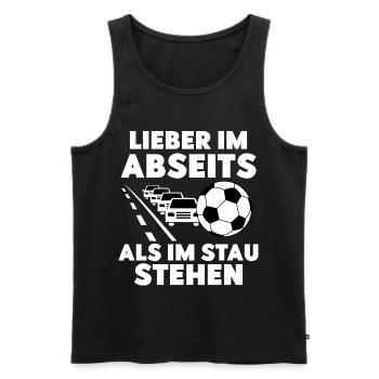 Lieber im Abseits als im Stau stehen - Männer Premium Bio Tank Top - Schwarz - Vorne - AI Model Male 178 light (178cm)