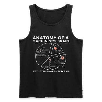 Workshop Humor, Lustiger Maschinist Gehirn T-Shirt - Männer Premium Bio Tank Top - Schwarz - Vorne - AI Model Male 178 light (178cm)