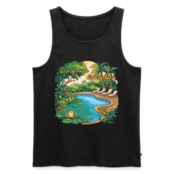 Ecosystem vs Egosystem Design Humor Environment - Men's Premium Organic Tank Top - black - Front - AI Model Male 178 light (178cm)