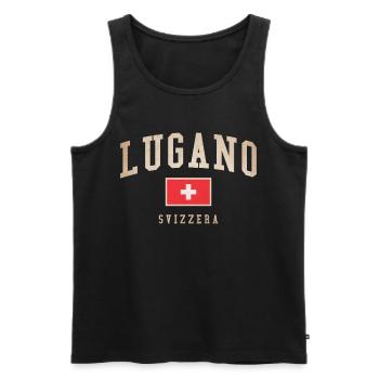Lugano Swiss Flag Emblem - Men's Premium Organic Tank Top - black - Front - AI Model Male 178 light (178cm)