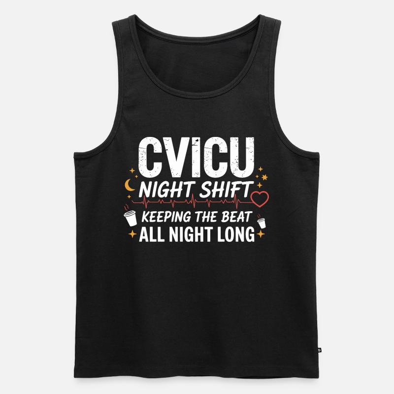 NachtSchicht Beat Herz - Männer Premium Bio Tank Top - Schwarz